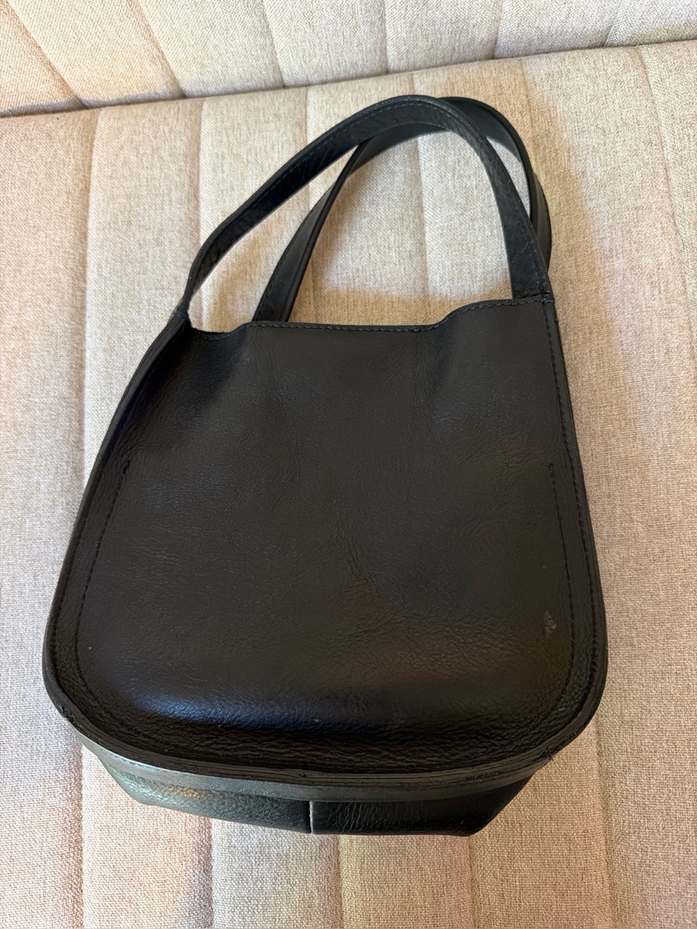 Madewell Black Leather Mini Bucket Shoulder Bag (Missing Crossbody Strap)